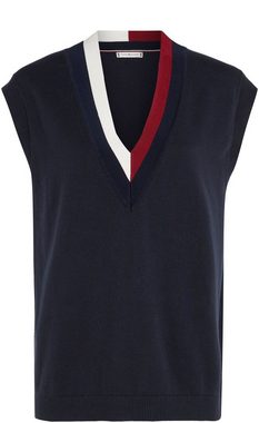 Tommy Hilfiger Pullunder GLOBAL STP SWEATER VEST mit tiefem V-Ausschnitt