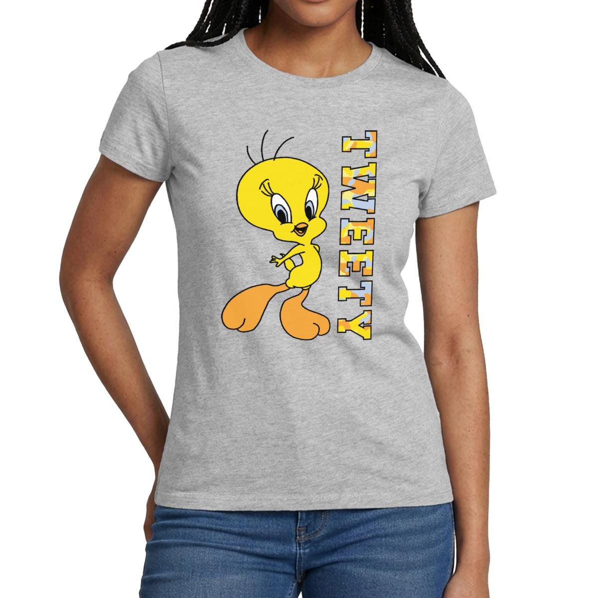 Spreadshirt T-Shirt Looney Tunes Tweety Camouflage Frauen T-Shirt (1-tlg)