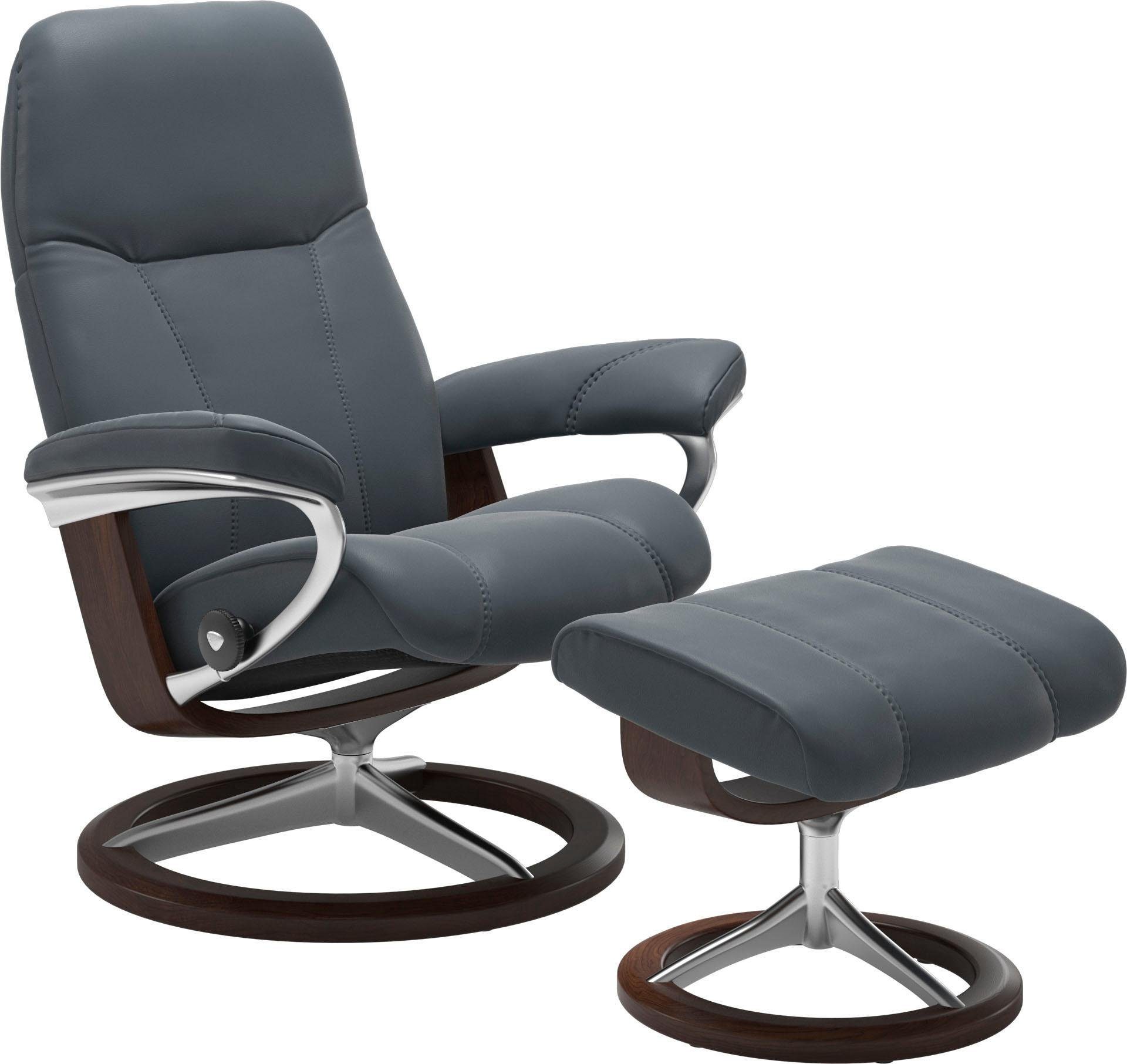 Stressless® Relaxsessel Consul (Set, Relaxsessel mit Hocker), mit Hocker, mit Signature Base, Größe M, Gestell Braun | Funktionssessel