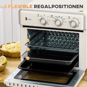 HOMCOM Minibackofen 5-in 1 Mini Ofen, 20 L Fassungsvermögen, 1400W, mit Drehspieß