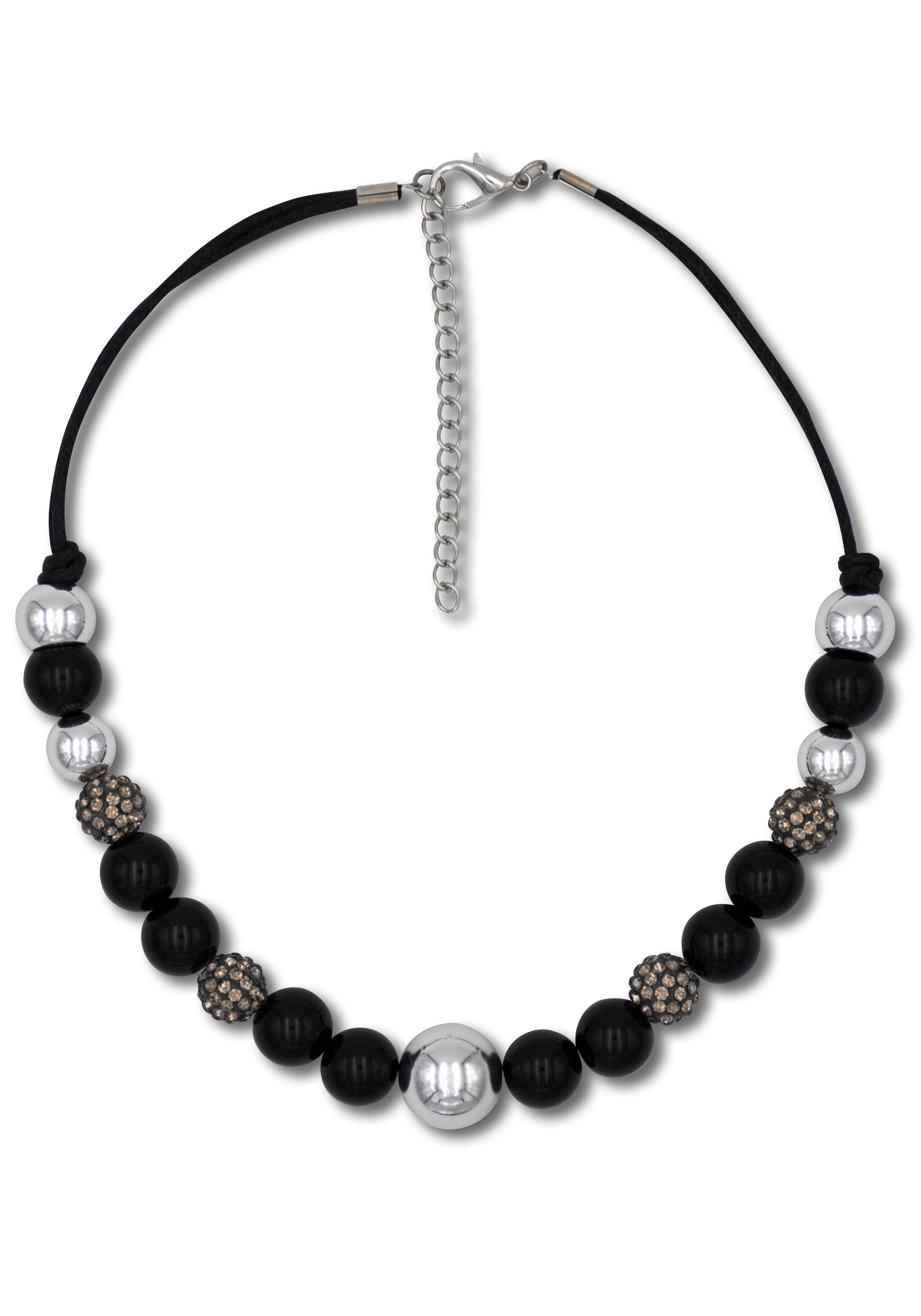 Firetti Kette ohne Anhänger im verschiedenen Look aneinander gereiht, mit Glassteinen - mit Kunststoffperle