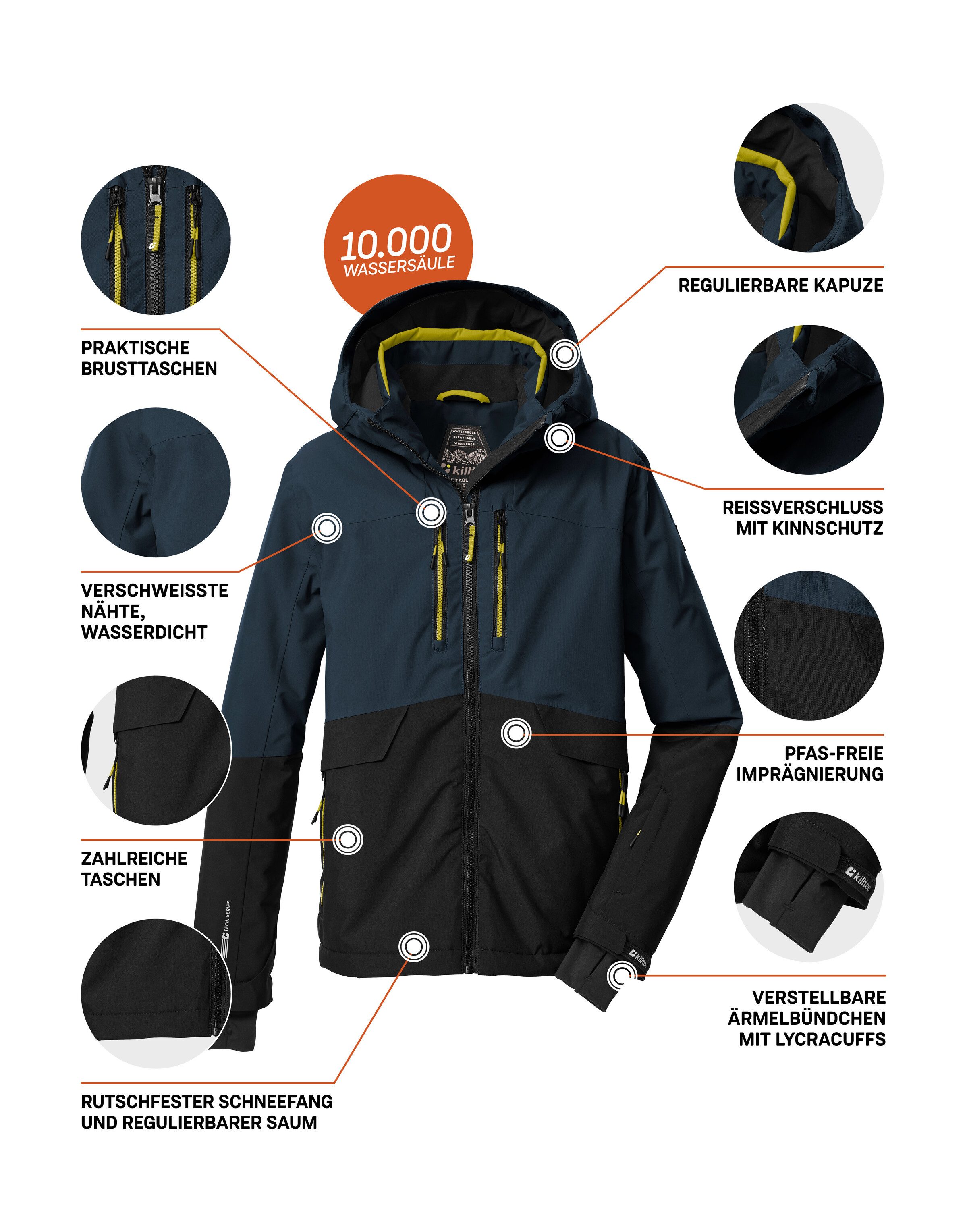 Killtec Skijacke KSW 201 BYS SKI JCKT Stylische, wasser- und winddichte Skijacke mit reflektierenden Details