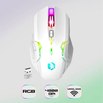 EMPIRE GAMING RGB LED-Hintergrundbeleuchtung Tastatur- und Maus-Set, QWERTZ DE Layout, 2,4GHz RGB, 4800 DPI mit Mauspad Kompitabel mit PC