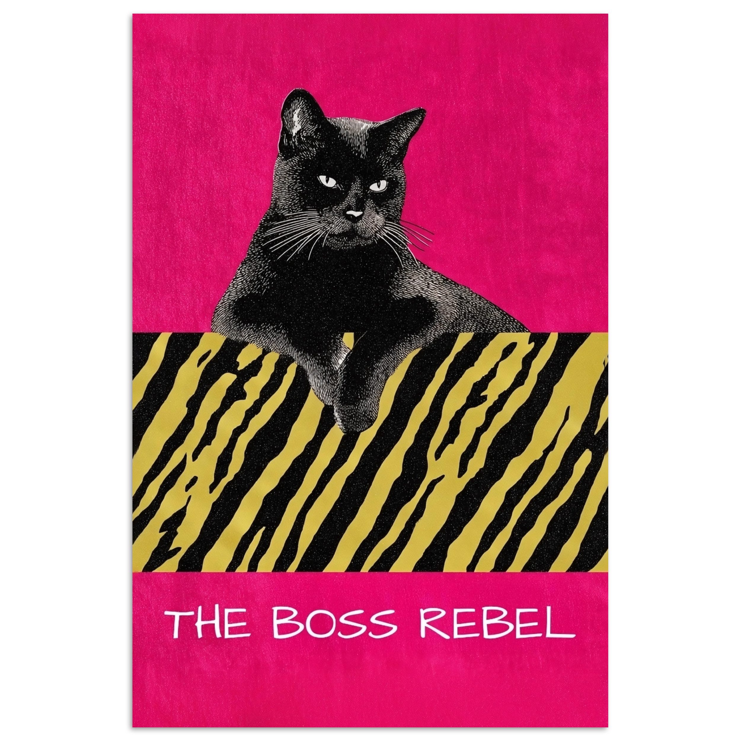 MuchoWow Poster Katze - Boss - Rosa - Tigerdruck, (1 St), Poster ohne Rahmen, Wandbild, Wandposter, 40x60 cm