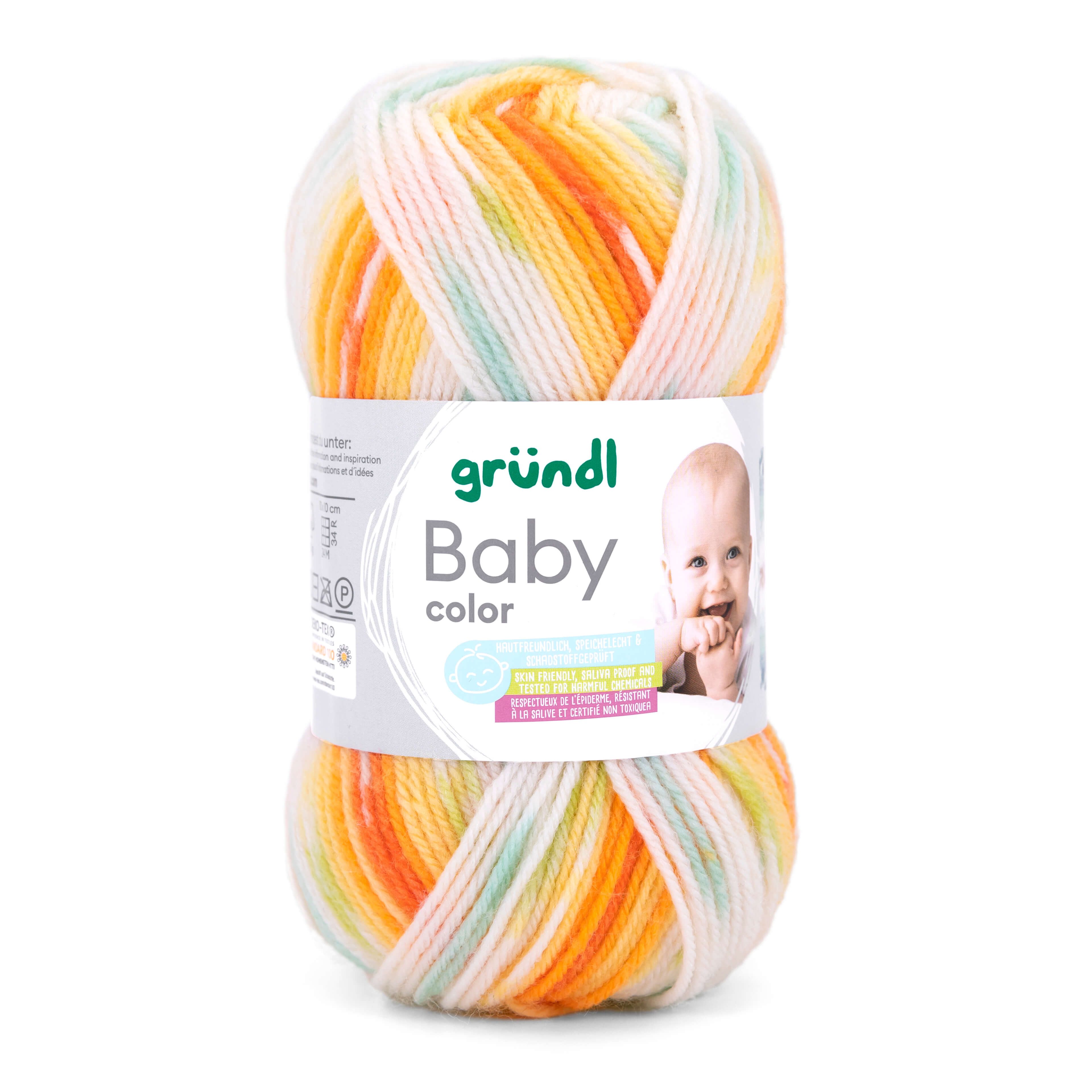 Gründl Wolle zum stricken und häkeln, Baby Color, selbstmusternd Häkelwolle, 150 m (50g Strickgarn Babywolle, mit Jacquard Effekt), 70 % Polyacryl, 30 % Polyamid