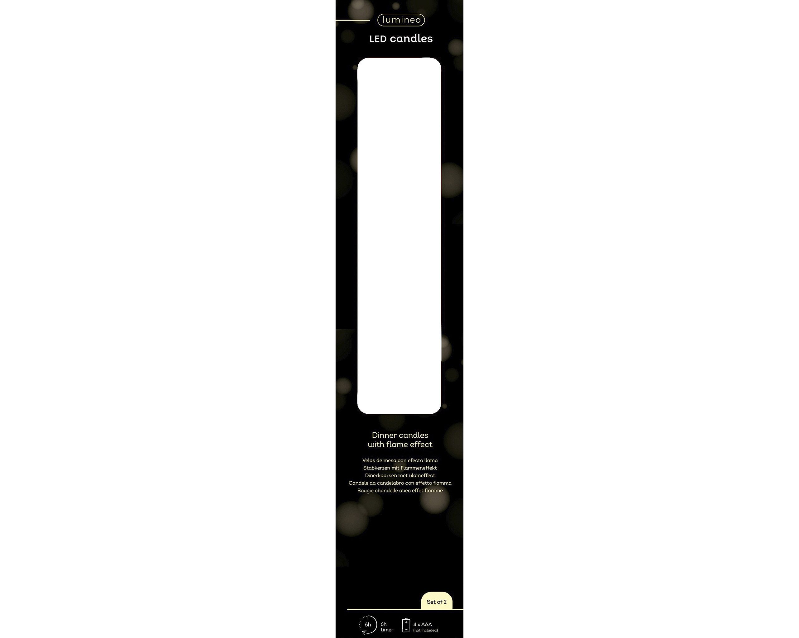 Lumineo LED-Kerze, Dauerlicht, warmweiß, LED Kerzen 24cm mit Timerfunktion Wachs 2 Stück Weiß / Warmweiß