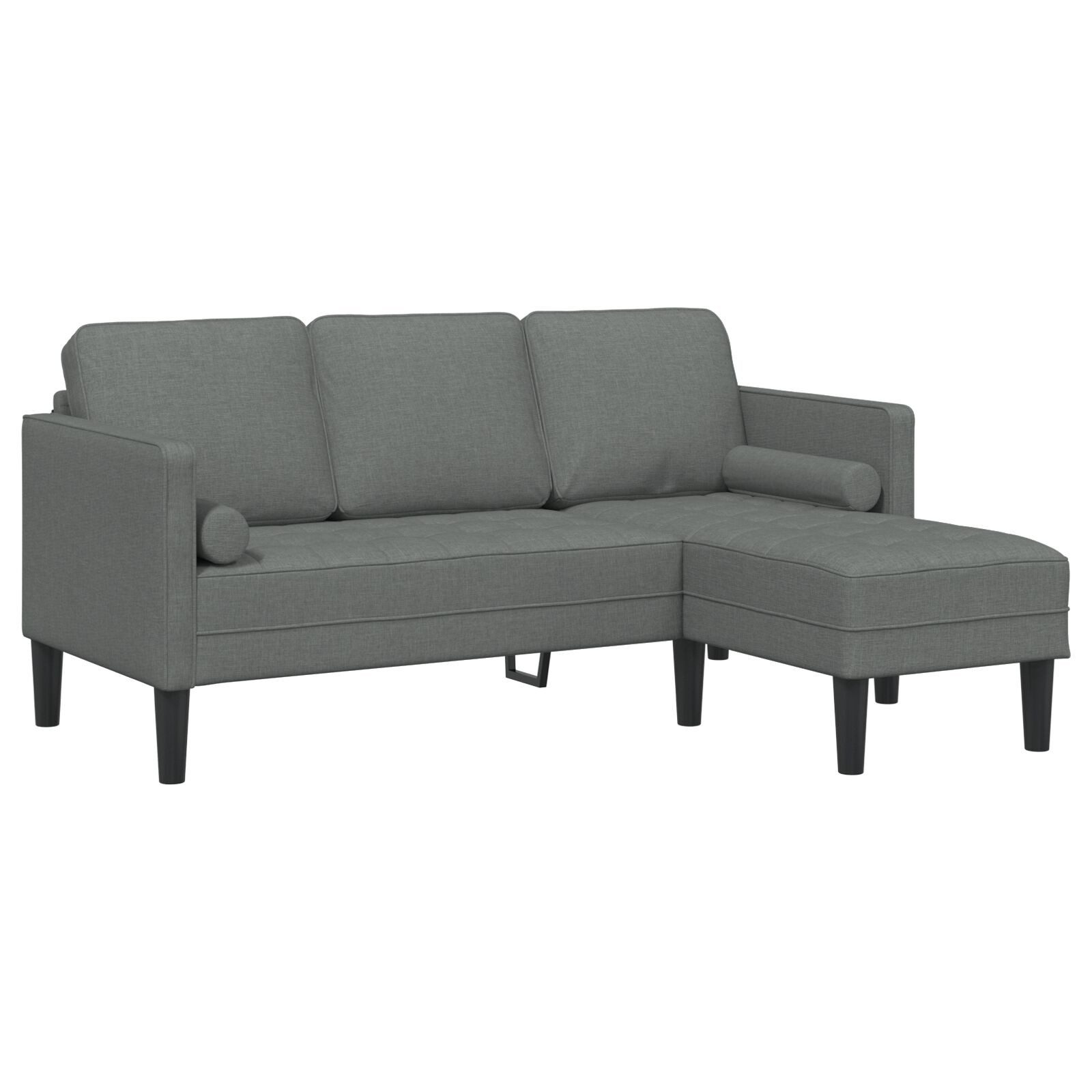 vidaXL Sofa 173 x 131 x 67 cm 3-Sitzer L-förmiges Sofa Dunkelgrau 160 cm Stoff, 1 Teile