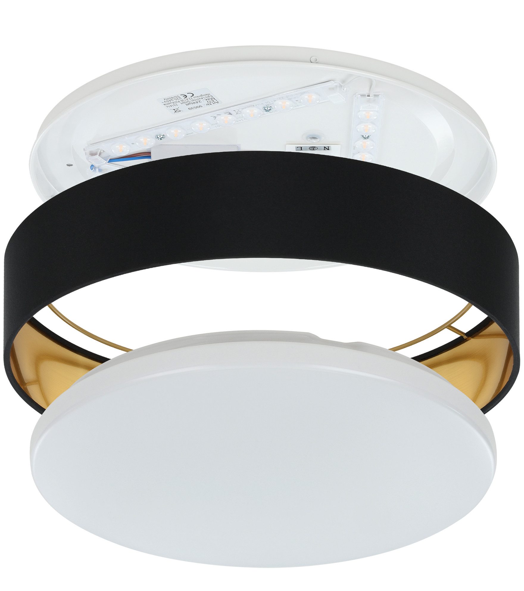 OTTO home LED Deckenleuchte Merryn, CCT - über Fernbedienung, LED fest integriert, Neutralweiß, Warmweiß, Deckenlampe Ø38 x H9 cm mit Textil-/Stoffschirm, CCT, Fernbedienung