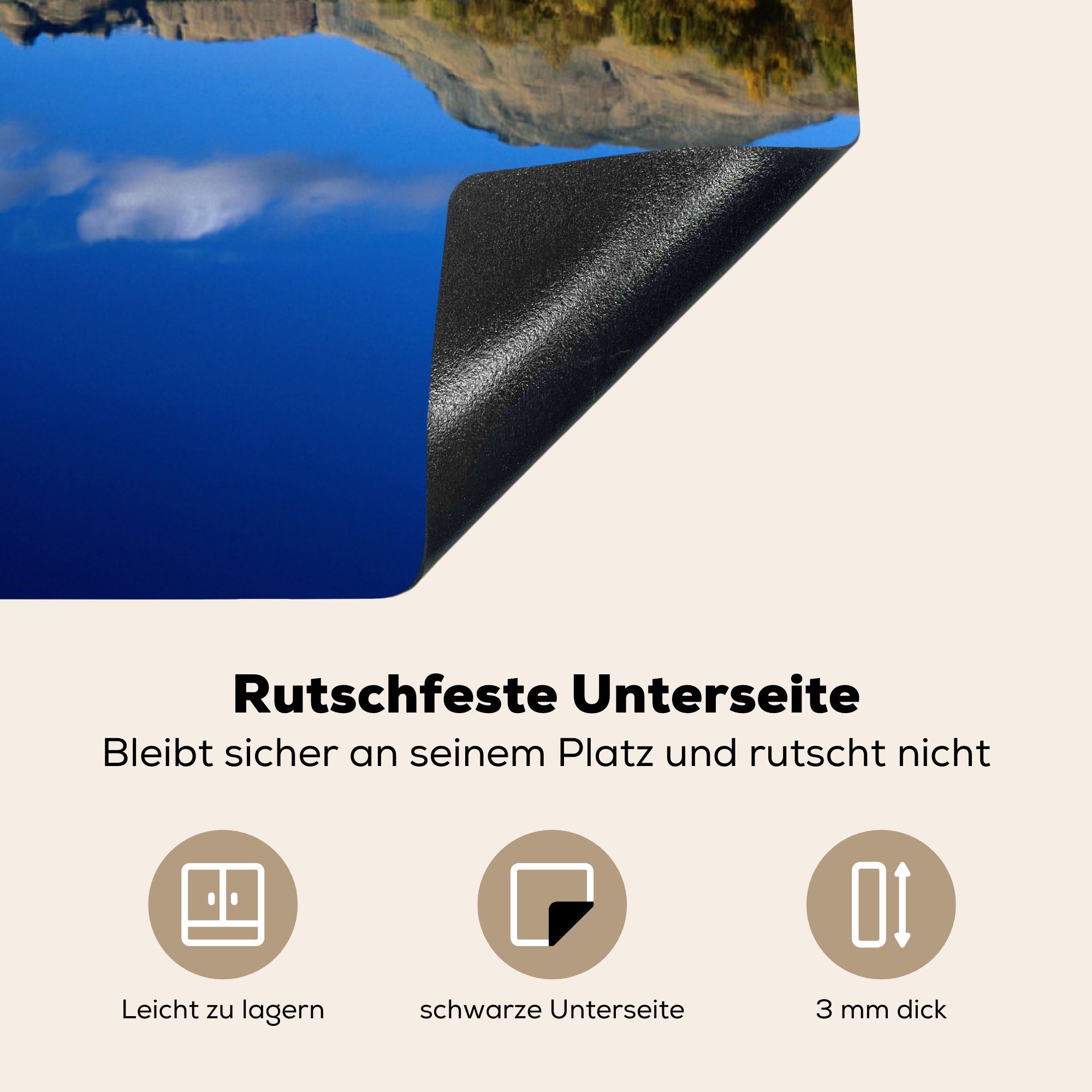 (1 Vinyl, Lomond 78x78 Berge der MuchoWow Loch für über Herdblende-/Abdeckplatte See Arbeitsplatte tlg), dem Schottland, in Ceranfeldabdeckung, küche cm, Spiegelungen