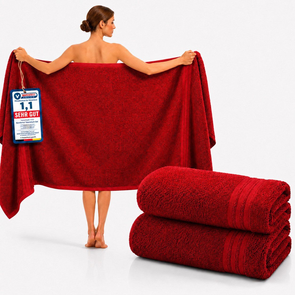 Komfortec Saunatuch 2er Set extra Große - Premium Badetuch - 80x200 XXL, Frottee (2-St), extra Große, 100% Baumwolle, Weich, Schnelltrocknend