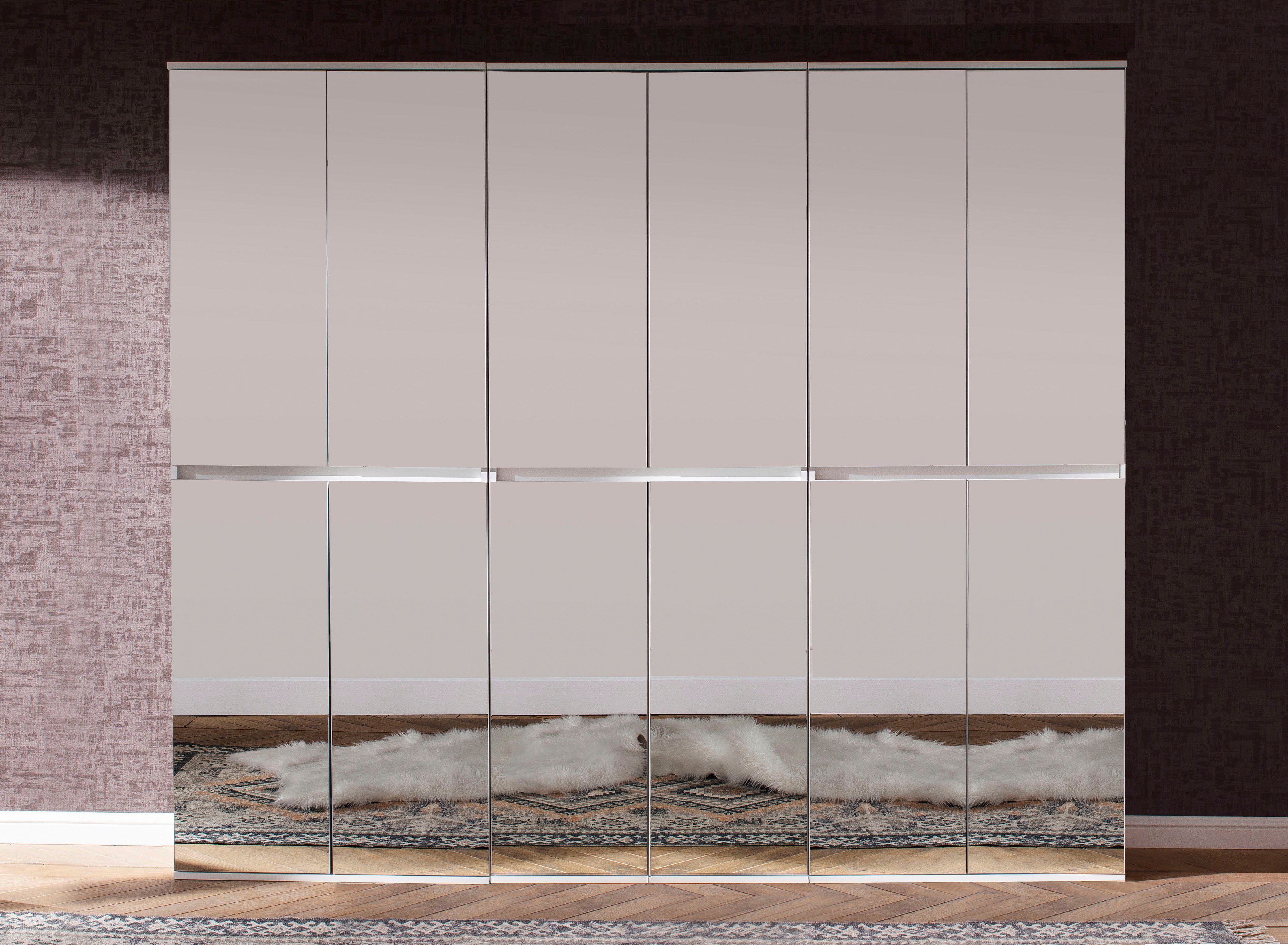 INOSIGN Garderoben-Set Malcesine, (3-St), 3 gleichen Garderoben matt bzw. weiß, Spiegelglasschränken