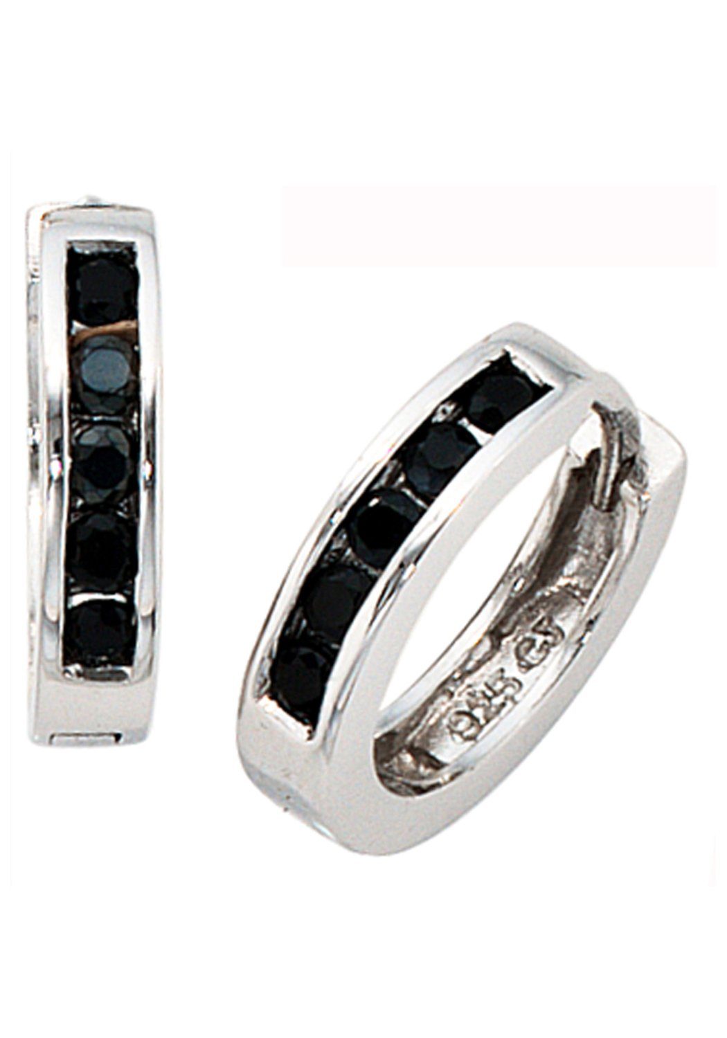 JOBO Paar Creolen, rund 925 Silber mit Z...