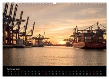 CALVENDO Wandkalender Der Hafen Hamburg bei Tag und Nacht (Premium, hochwertiger DIN A2 Wandkalender 2023, Kunstdruck in Hochglanz)