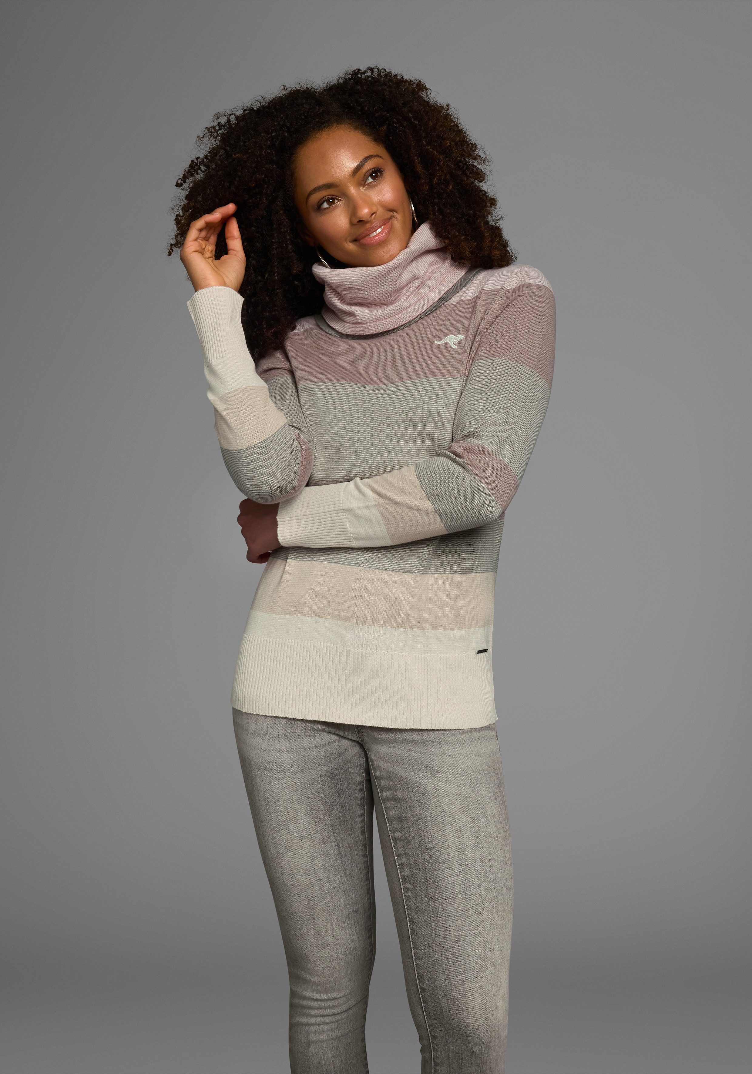 KangaROOS Rollkragenpullover gestreift mit hohem Stehkragen günstig online kaufen