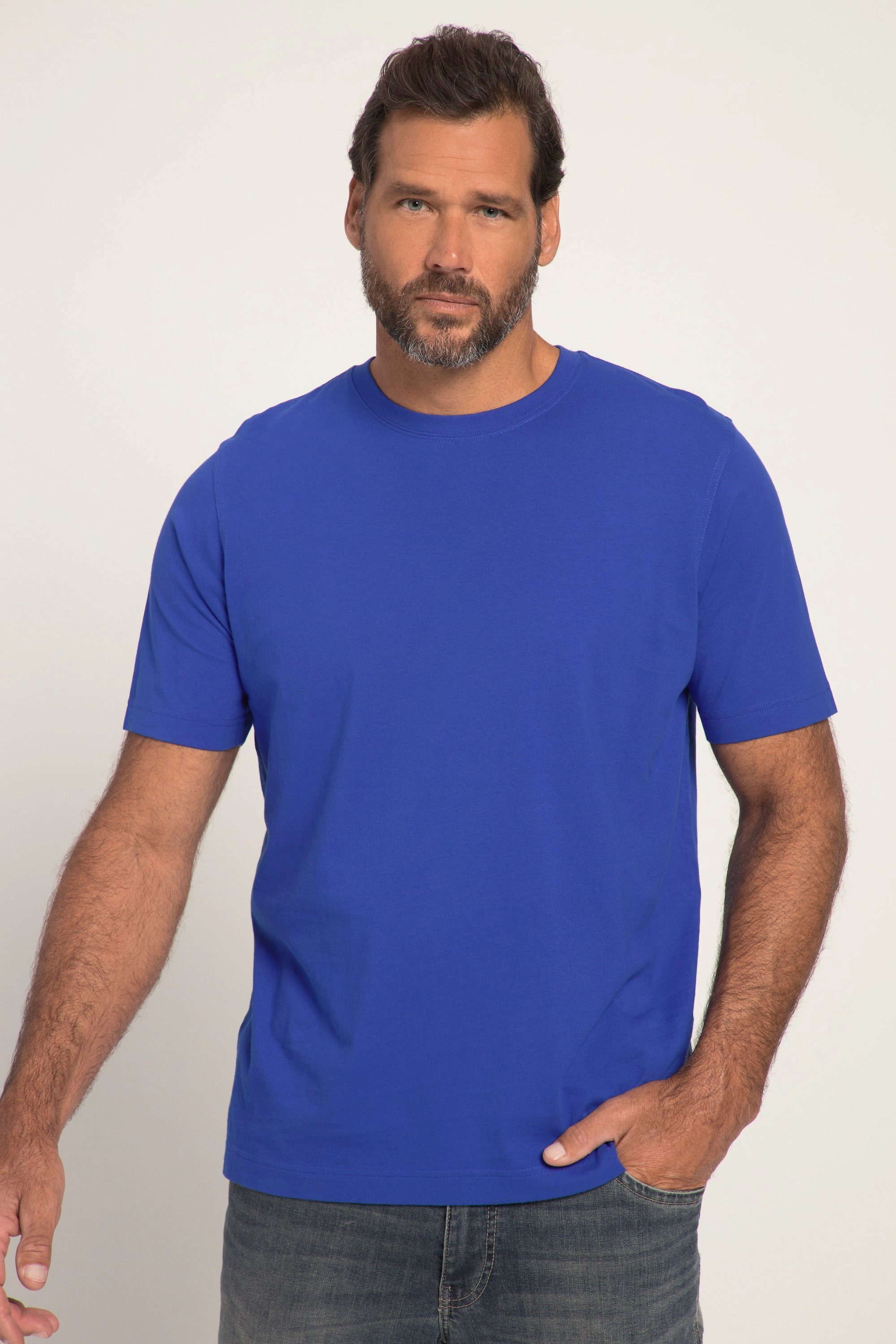 JP1880 T-Shirt T-Shirt Basic Rundhals gekämmte Baumwolle bis 8XL kobaltblau