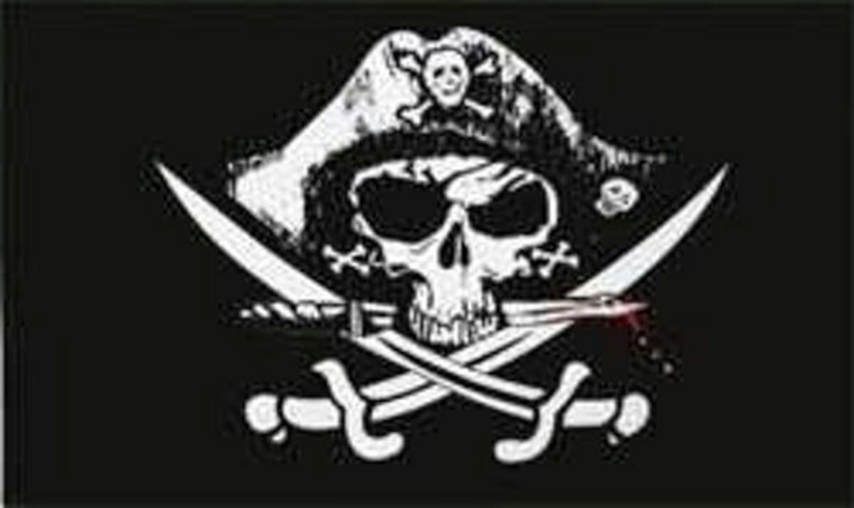 flaggenmeer Flagge Pirat mit blutigem Säbel 80 g/m²