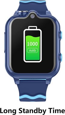 Krostming Smartwatch (1,69 Zoll, Android iOS), Kinder mit GPS Telefon Uhr 4G WiFi Videoanruf SOS 2 Kameras 1000 mAh