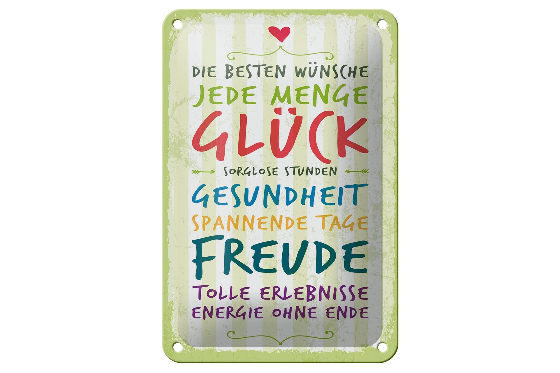 Femer GmbH Metallschild Spruch 20x30 cm Die besten Wünsche jede Menge Glück, (1 St), gewölbte Oberfläche, abgerundete Ecken, umgeschlagene Kanten