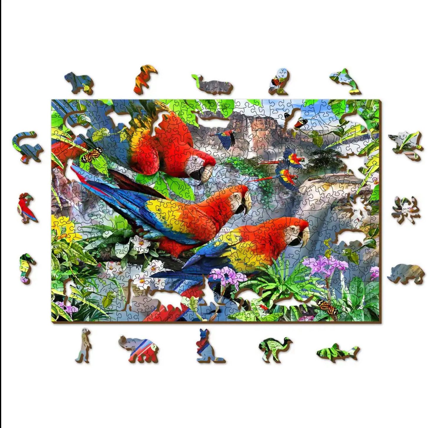 Wooden City Puzzle Holzpuzzle Papageieninsel 500 Teile Exotisches Tiermotiv, 500 Puzzleteile