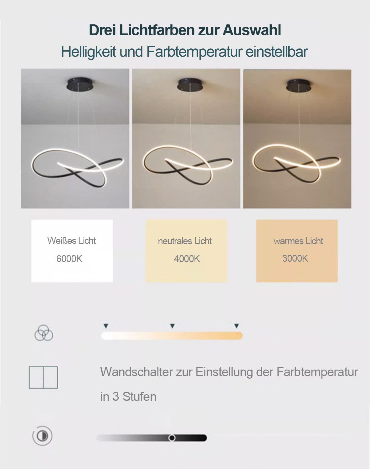 OYLCDI Pendelleuchte LED Hängelampe Esstisch,LED Hängeleuchte Pendellampe W günstig online kaufen