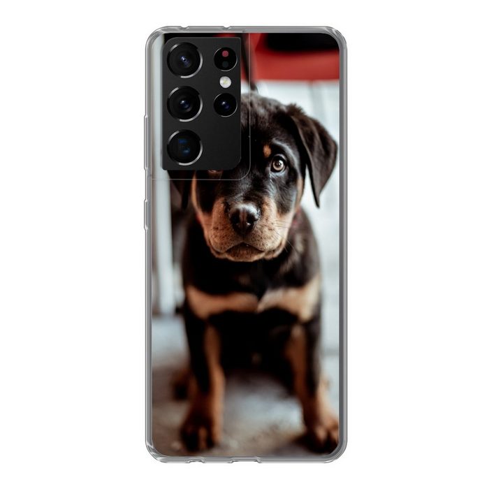 MuchoWow Handyhülle Jung - Hund - Kamera Phone Case Handyhülle Samsung Galaxy S21 Ultra Silikon Schutzhülle