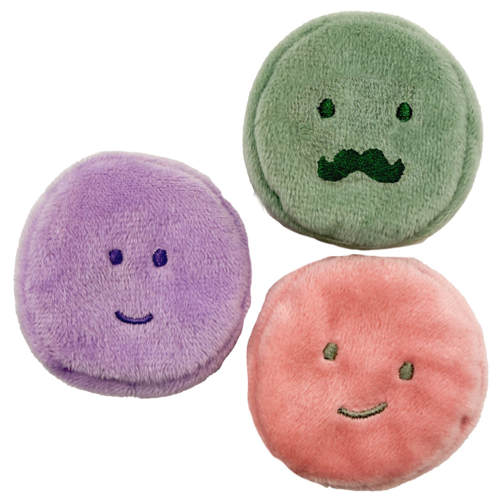 Aumüller Tierkuscheltier Katzenspielzeug Macarons, 3er Set, mit Katzenminze und Silver Vine, 100% Polyester (Schmuseplüsch)