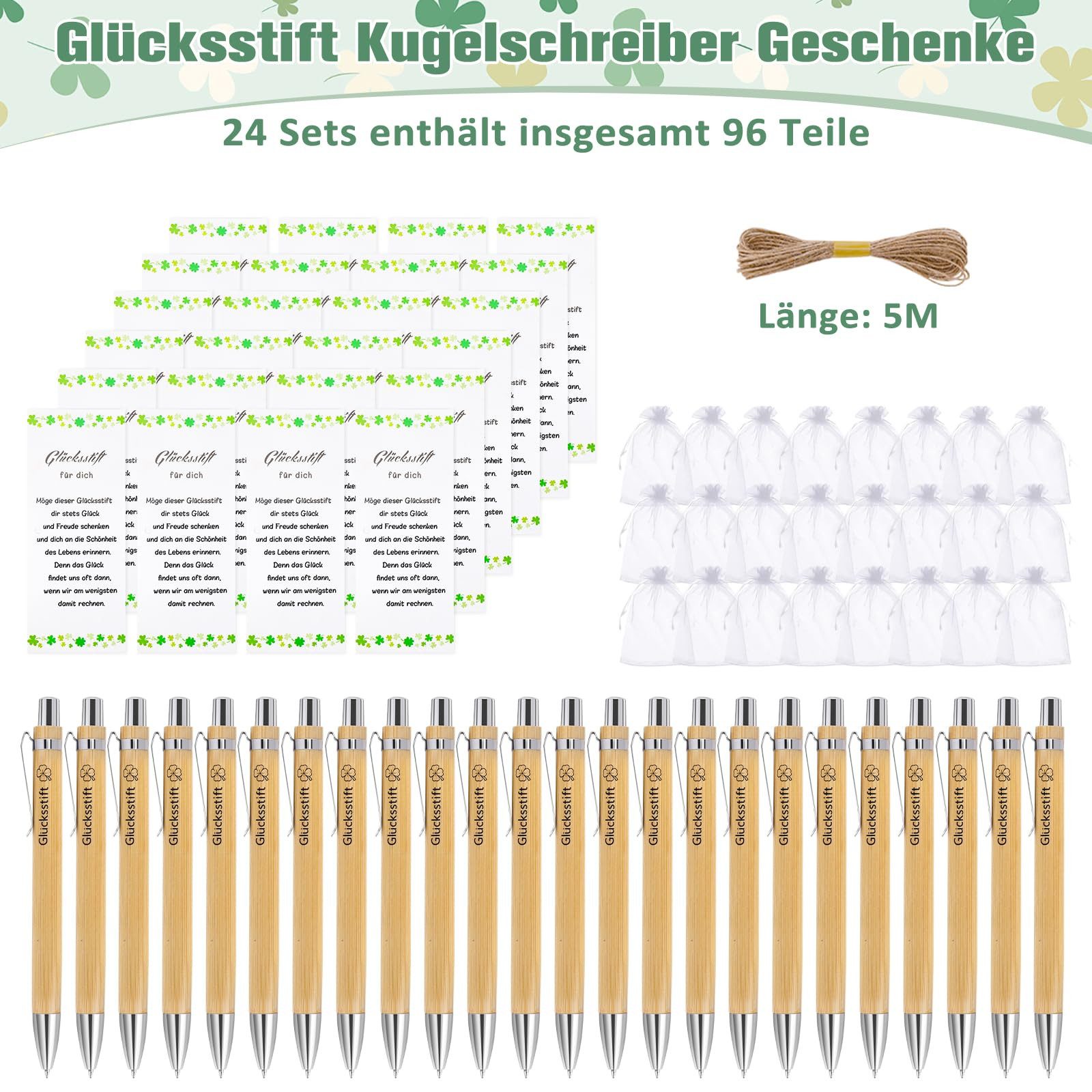 FOUORTUNATE-BEE Kugelschreiber 24 Sets Glücksstift Kugelschreiber Geschenke, (für Kollegen, Dankeschön Geschenke, Abschiedsgeschenk Kollegen, 24-tlg., Kleine Geschenke für Kollegen Geschenk für Arbeitskollegin)