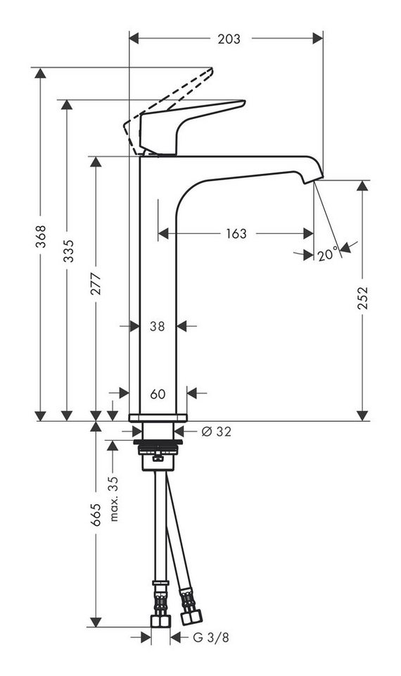 Thumbnail - hansgrohe Waschtischarmatur Axor Citterio E 250 Waschtischmischer mit Hebelgriff