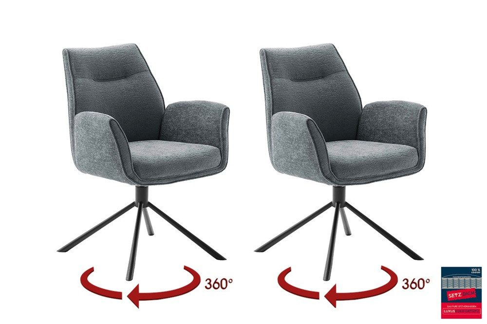 MCA furniture Esszimmerstuhl 2er Set Stuhl Diveria mit Armlehnen, drehbar, anthrazit / grau (2er-Set)