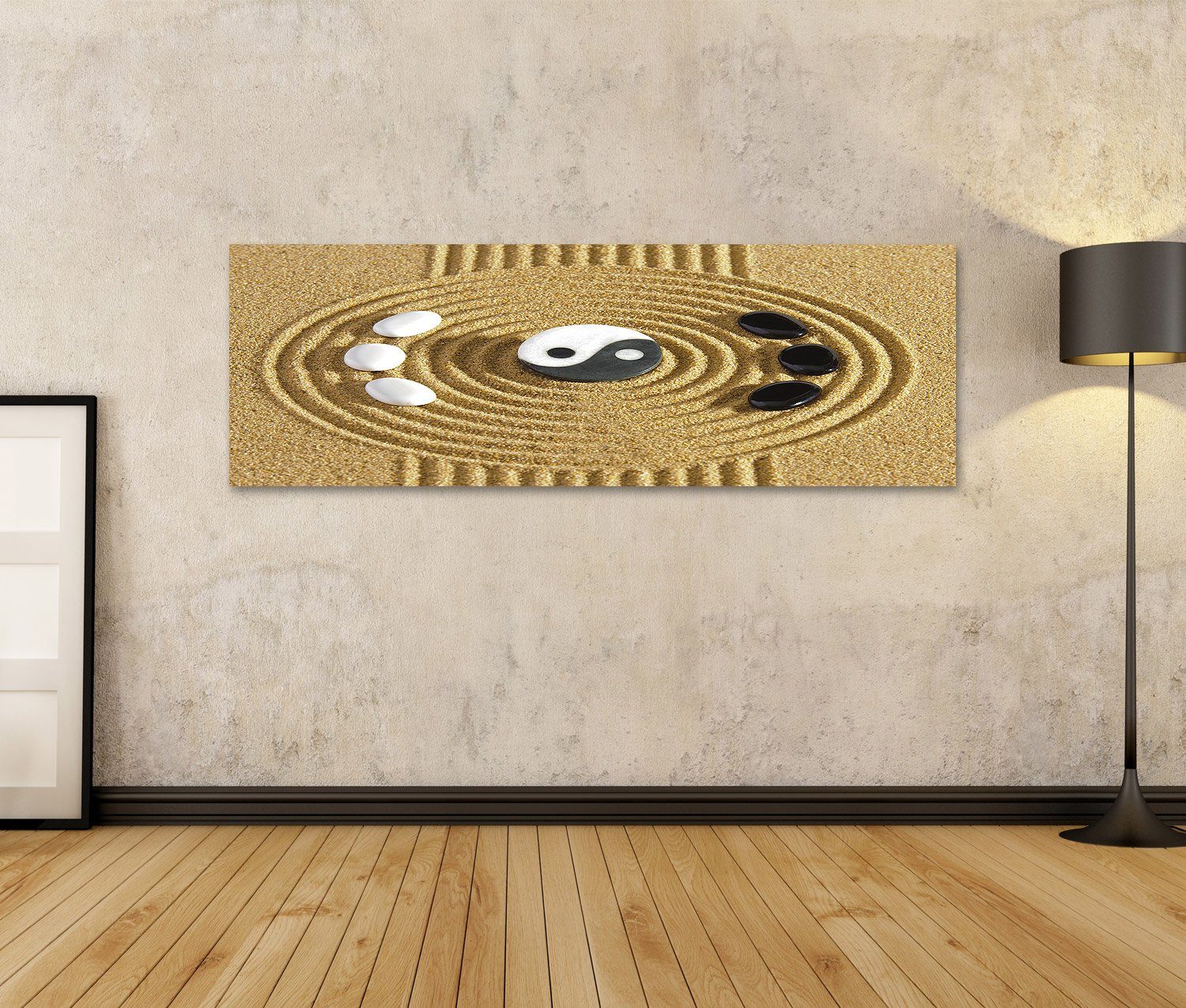 islandburner Leinwandbild Bild auf Leinwand Japan Zen-Garten Japanische Steine Yin Yang Wandbild