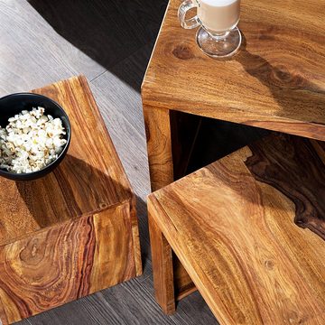 DESIGN DELIGHTS Couchtisch TISCHSET "MADEIRA", Sheesham Holz, 3 teilig, Beistelltisch