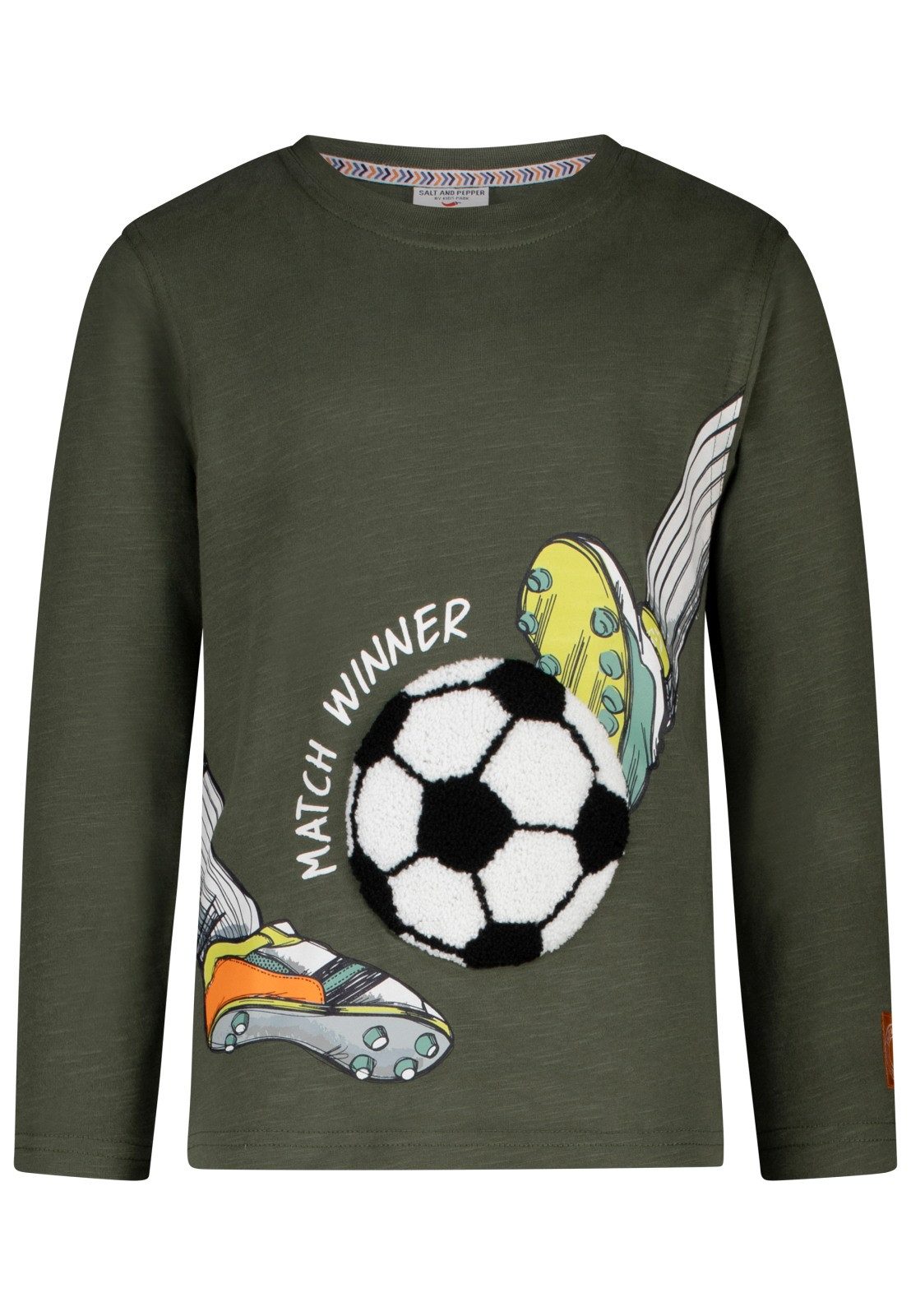 SALT AND PEPPER Langarmshirt Salt & Pepper Jungen Fußball Langarmshirt olive (1-tlg)