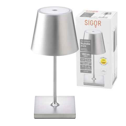 SIGOR LED Tischleuchte Tischleuchte NUINDIE Mini Silberfarben, Dimmbar, 1 LED Platine, 2700