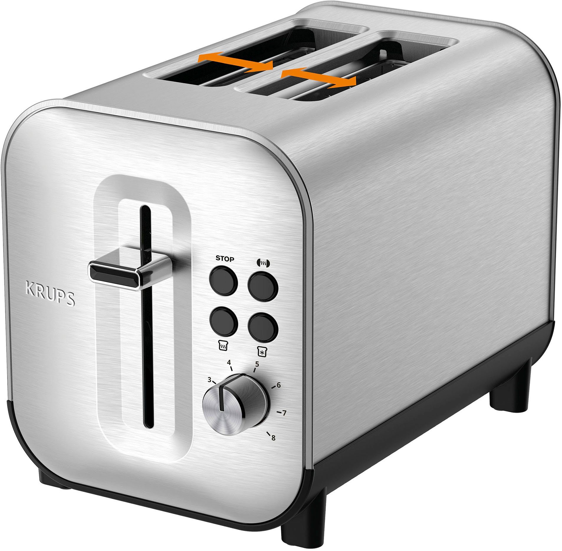 Krups Toaster KH682D Excellence, 2 Schlitze, 850 W, berührungsempfindliche  Tasten, Anhebevorrichtung, 8 Bräunungsstufen