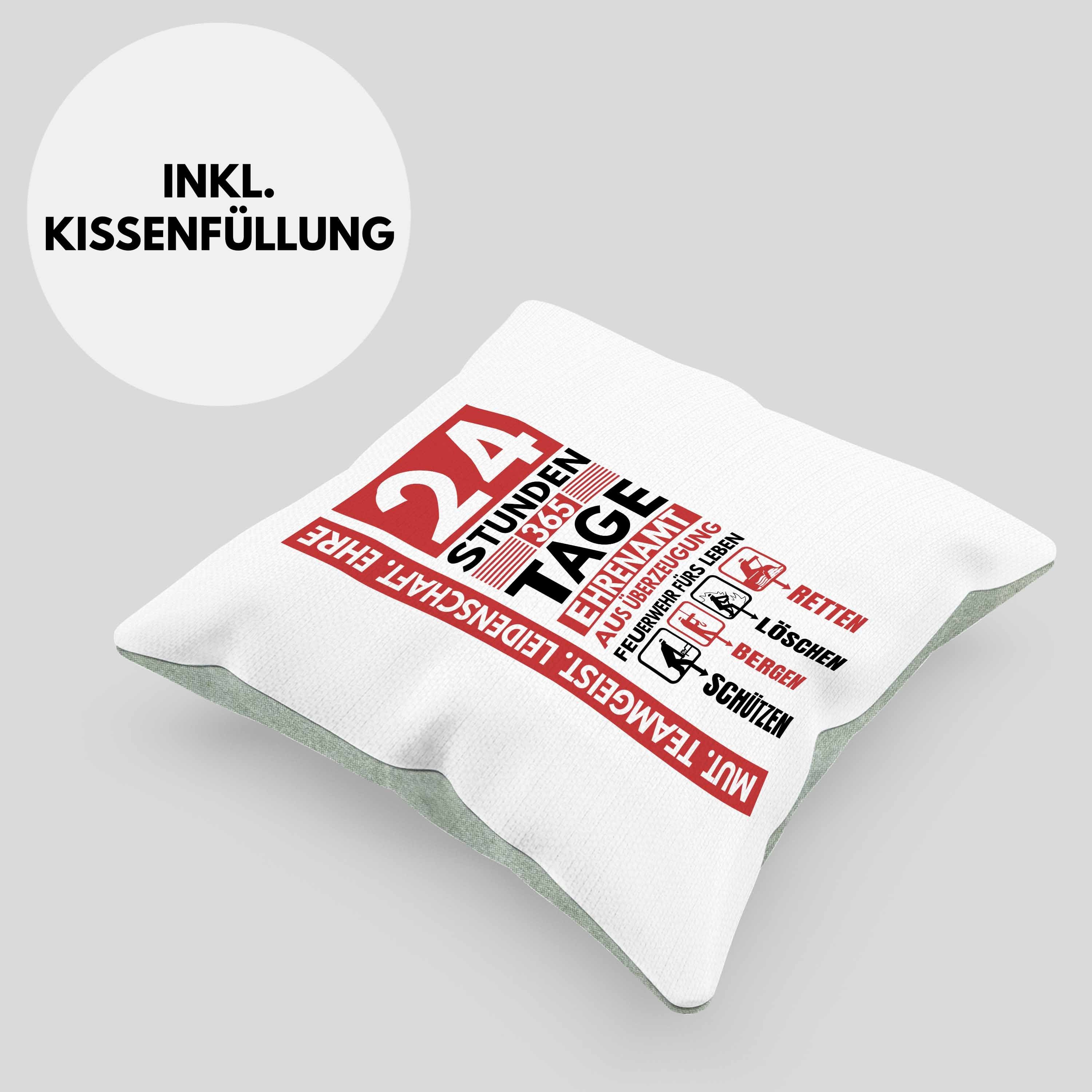 geschenk Freiwillige Kissen mit 40x40 Füllung Trendation Dekokissen Grün Trendation Feuerwehr Dekokissen - Feuerwehrmann