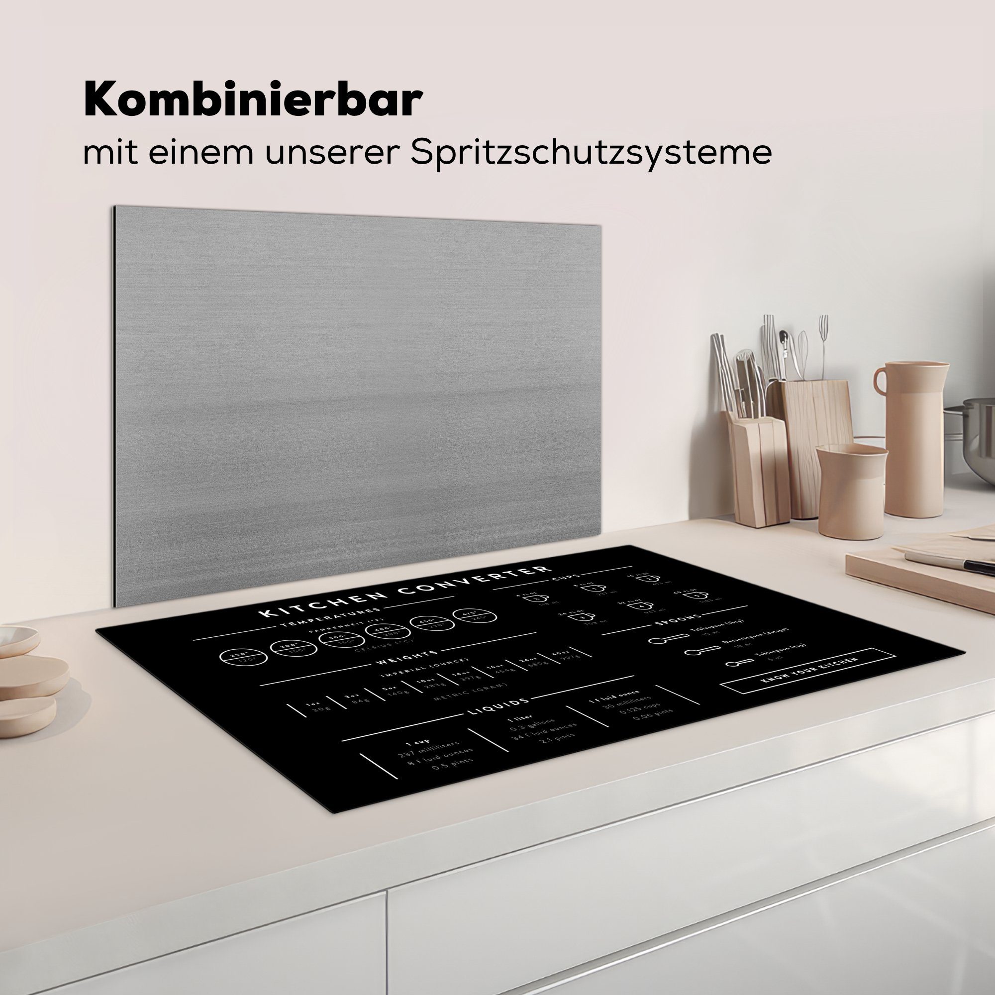 Ceranfeldabdeckung, Vinyl, Gewicht küche tlg), - Manuell Herdblende-/Abdeckplatte Induktionsschutzplatte Kochen -, - für 83x51 cm, - MuchoWow (1 Arbeitsplatte