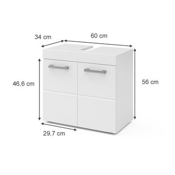Vicco Waschbeckenunterschrank Waschtischunterschrank Badschrank LUNA 60x56cm Weiß