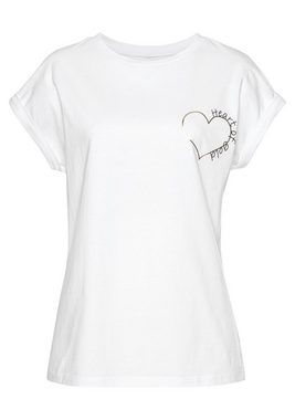 LASCANA T-Shirt mit glänzendem Print