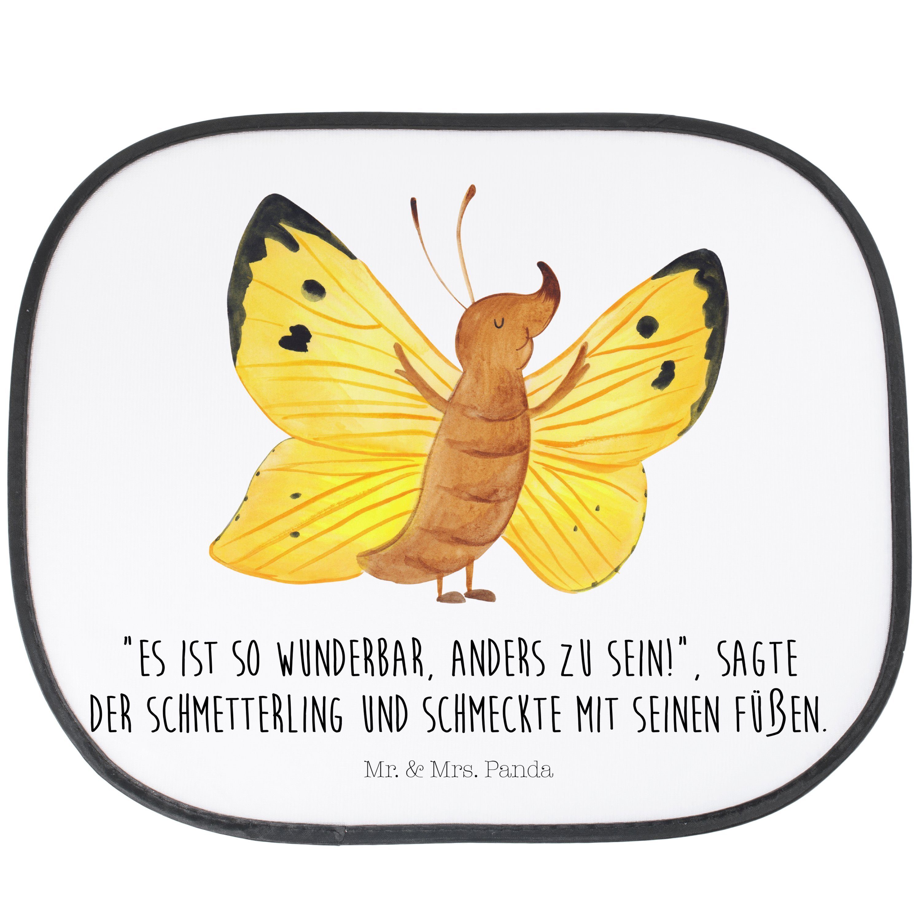 Sonnenschutz Schmetterling Zitronenfalter - Seidenmatt Mrs. - Mr. & Geschenk, Sonnenschutz Kinder, Weiß Panda