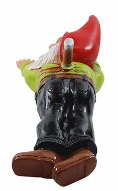 Rakso Oskar Schneider GmbH Gartenzwerg Gartenzwerg Deko Garten Figur Zwerg erstochen mit Messer im Rücken liegend aus Kunststoff L 41 cm