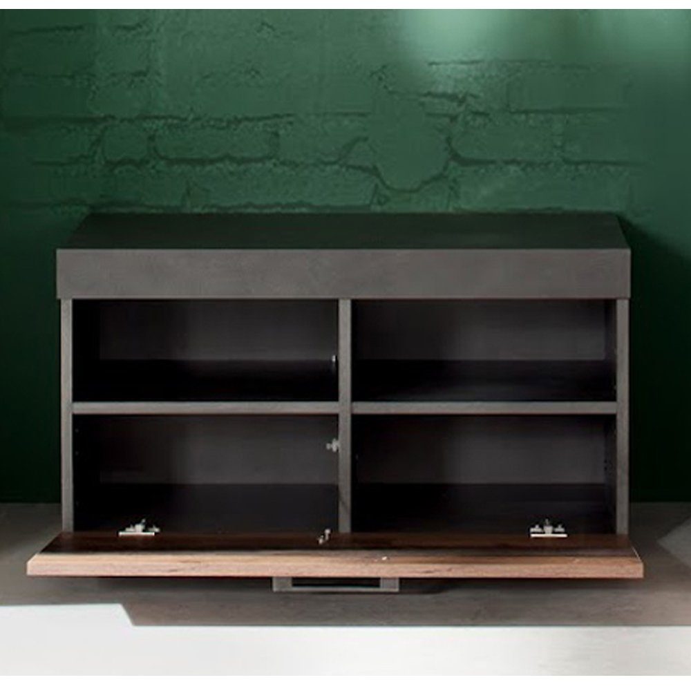 trendteam Sitzbank, Sitzbank Bank Mehrzweckschrank Sitzmöbel Grau/Braun 80x45x37cm
