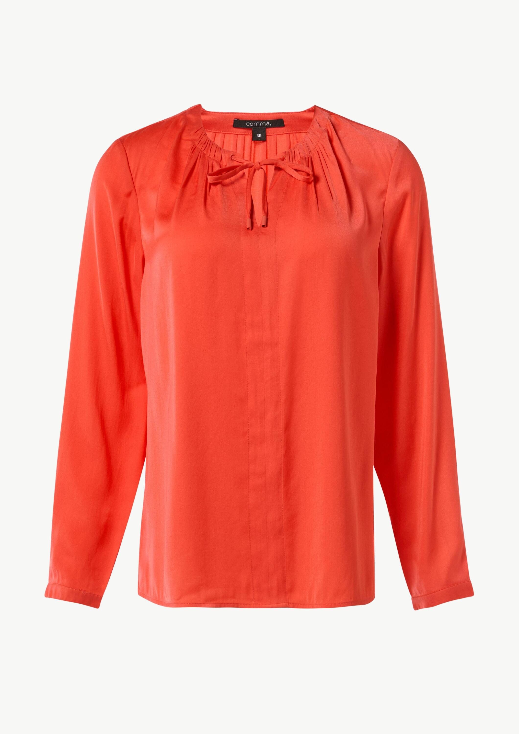 comma Langarmbluse Bluse Satinierte Tunikabluse im Relaxed Fit