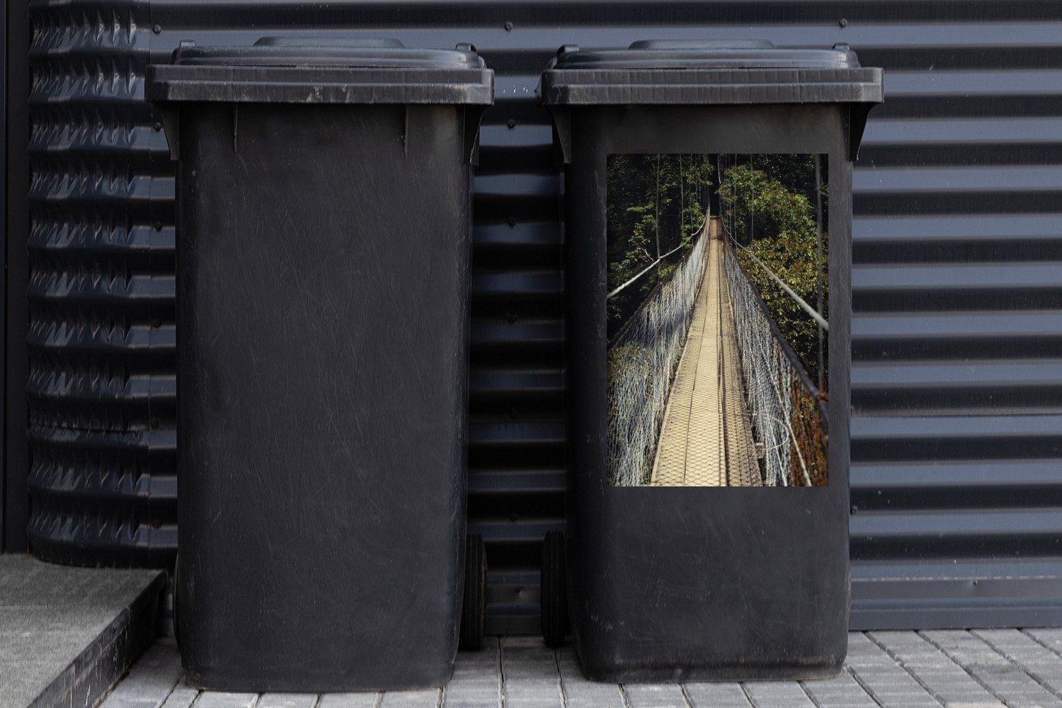 Abfalbehälter Container, Wandsticker Mülleimer-aufkleber, Costa-Rica Eine Sticker, Hängebrücke St), Mülltonne, in MuchoWow (1 riesige
