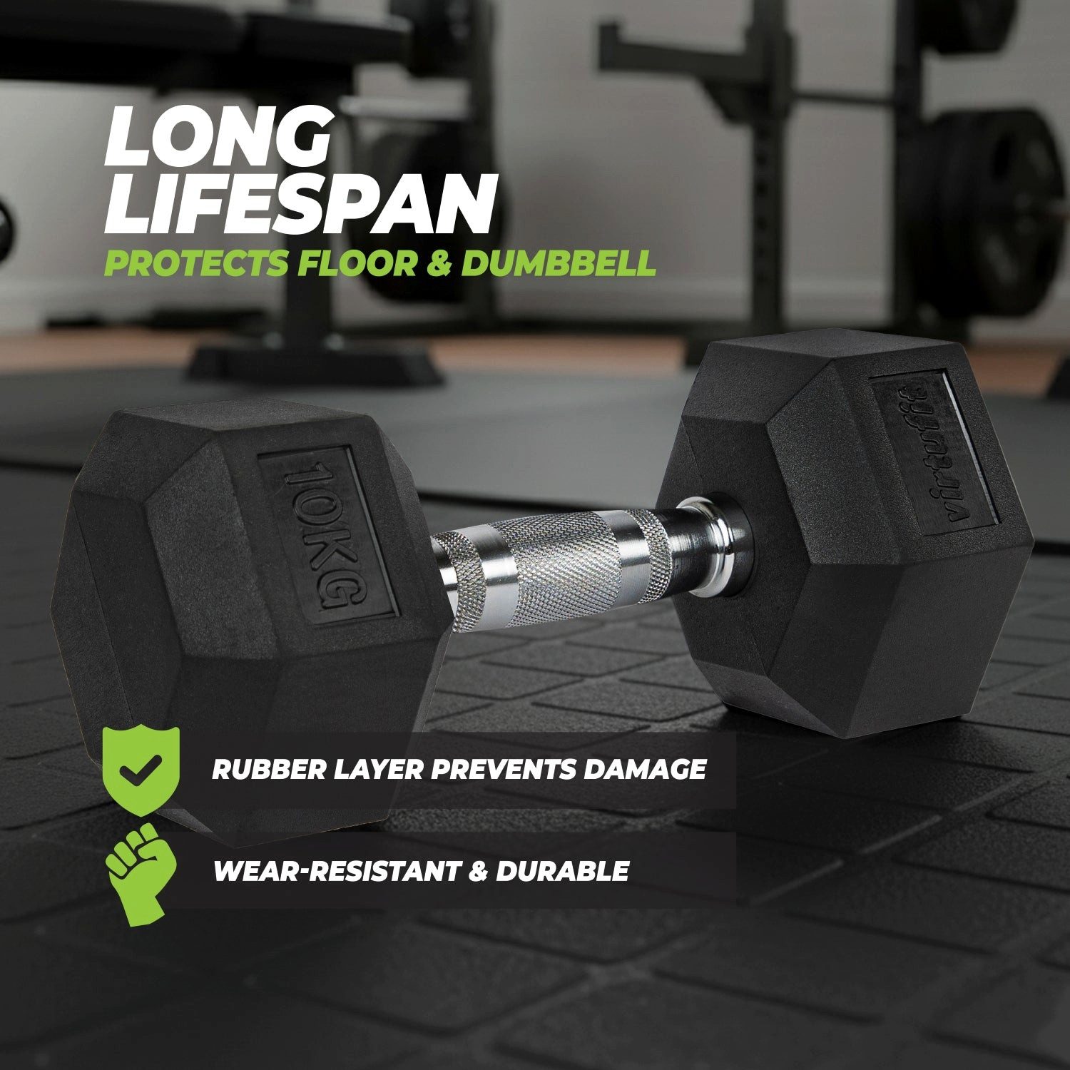 VirtuFit Kompakthantel VirtuFit Hexa Kurzhantel Pro 10 kg Hantel mit Anti-Roll-Design