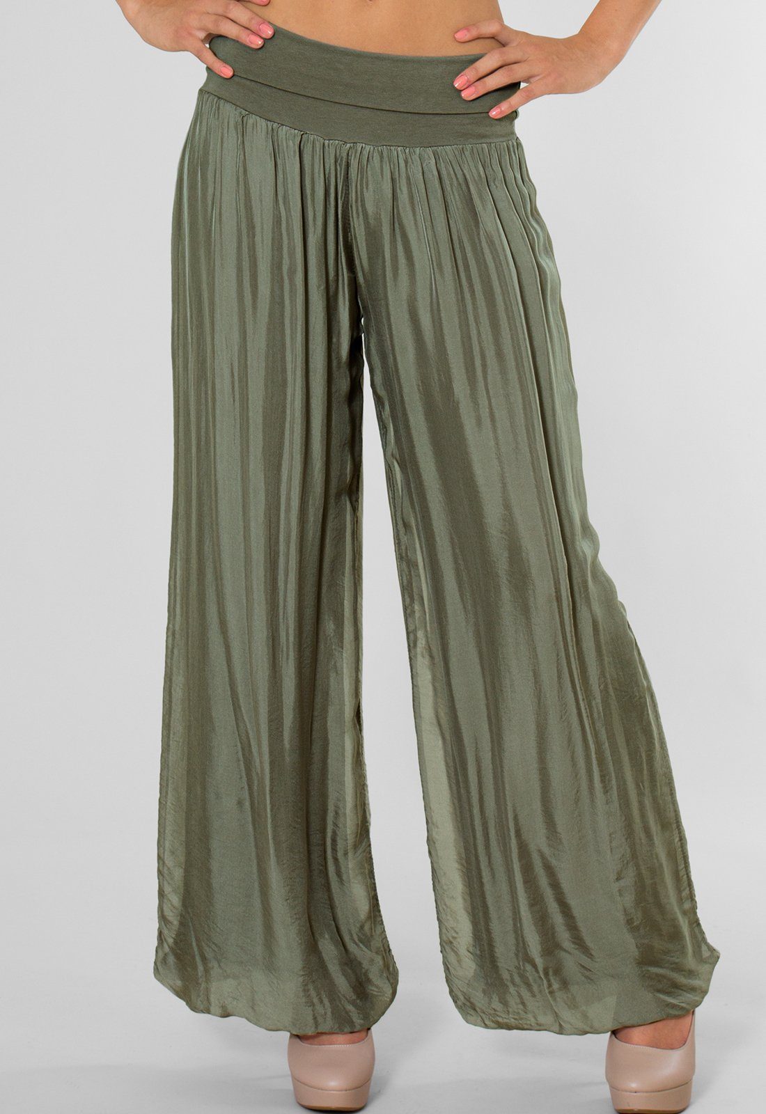 Caspar Palazzohose KHS010 elegante Damen Hose mit Seidenanteil Mit blickdichter Innenhose & hohem, figurfreundlichem Stretch Bund