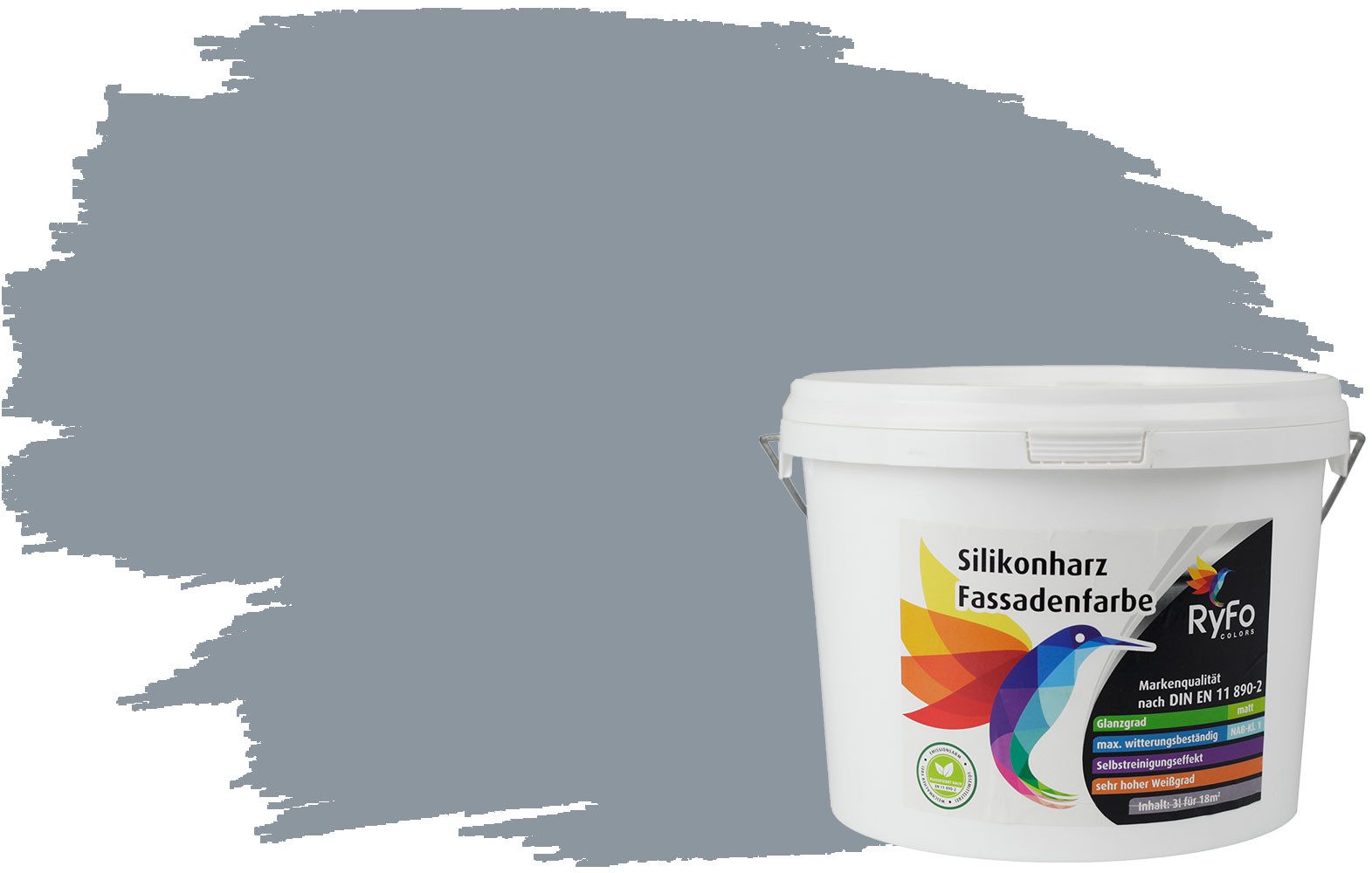 RyFo Colors Fassadenfarbe Silikonharz Fassadenfarbe Grautöne, 1 L ca. 6 m², Wasserabweisend, diffusionsfähig, schützt vor Schmutz, UV-beständig