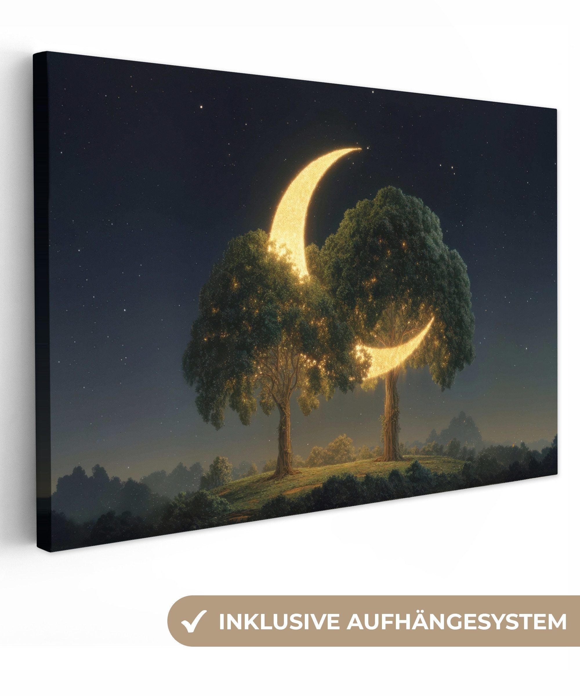 OneMillionCanvasses® Leinwandbild Mond - Bäume - Ruhe, Fotodruck (1 St), Le günstig online kaufen