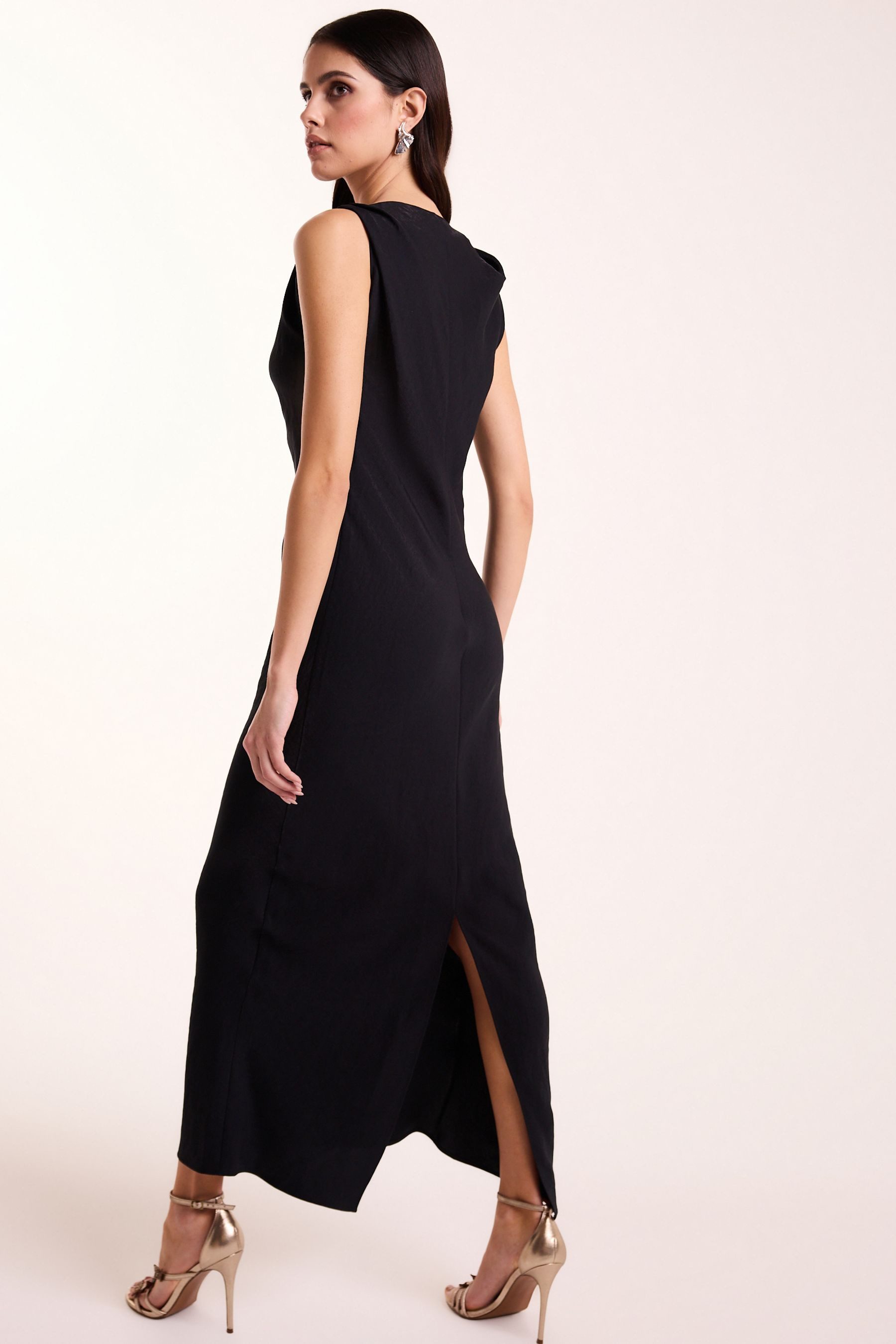 Next Maxikleid Ärmelloses Metallic-Kleid mit Knotendetail günstig online kaufen