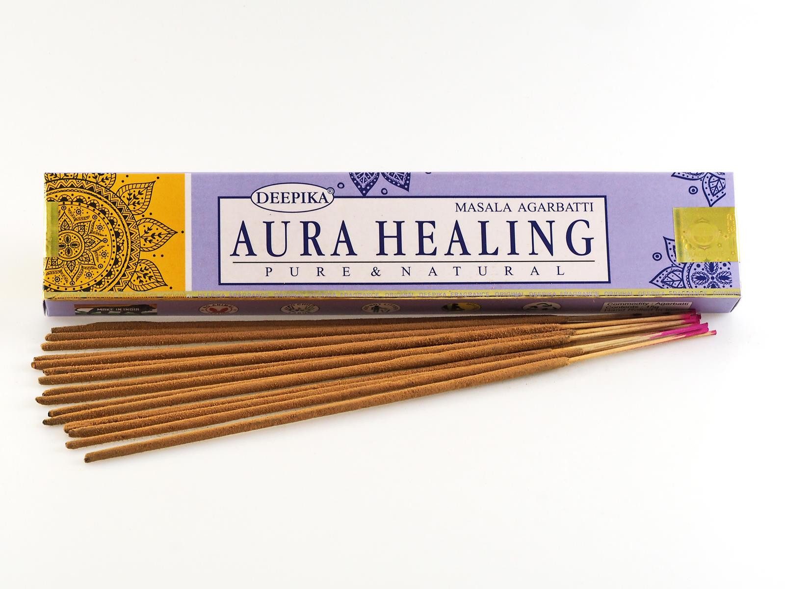 Hathi Räucherstäbchen AURA HEALING Räucherstäbchen 15 g, DEEPIKA Pure & Natural Masala