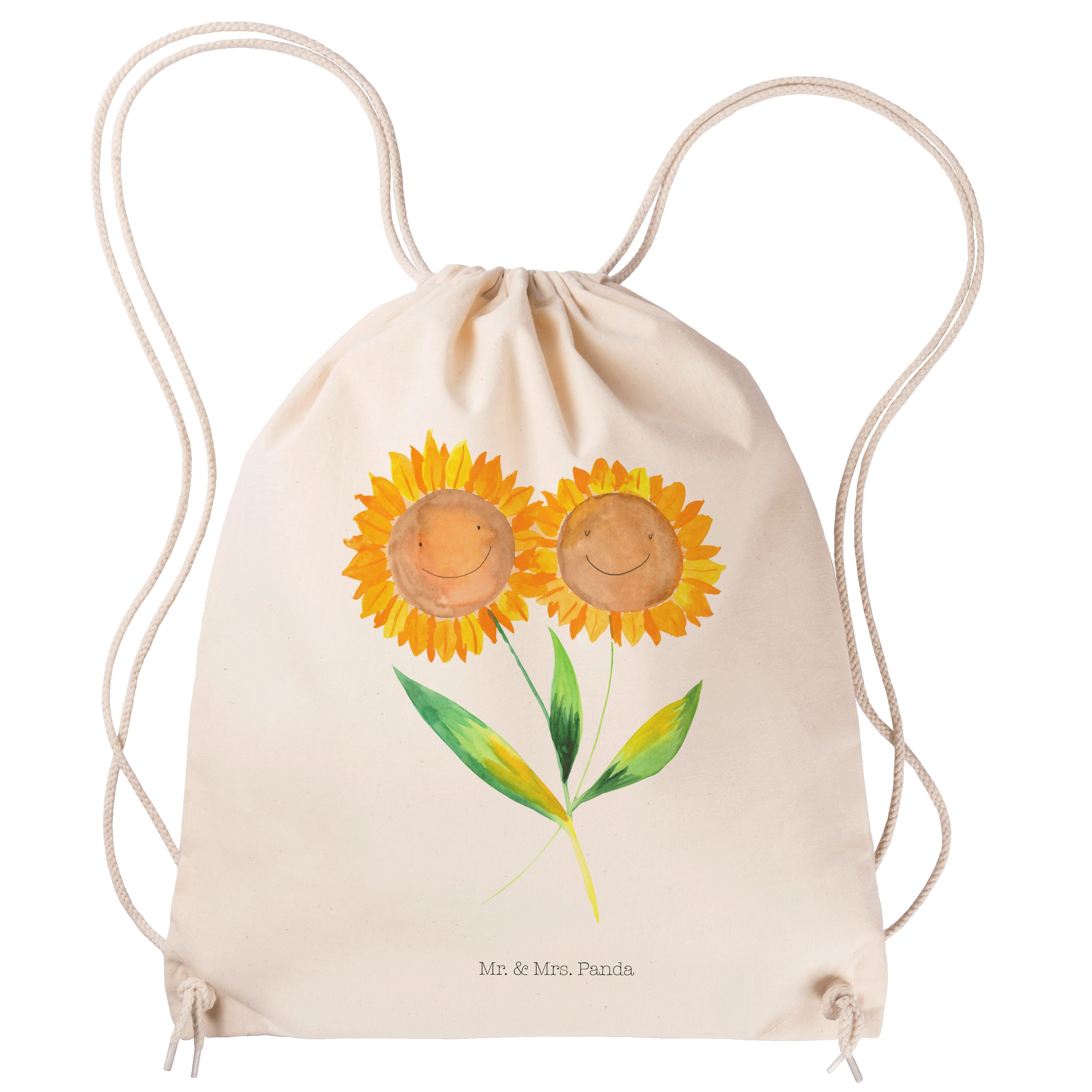 Mr. & Mrs. Panda Sporttasche Blume Sonnenblume - Transparent - Geschenk, Blumen, Pflanzen, beste F (1-tlg), Weiche Kordel